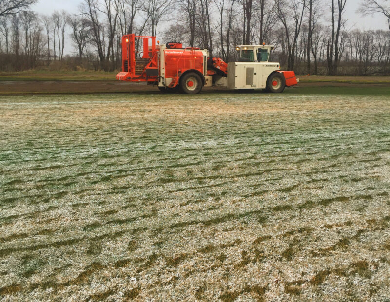 Harvesting Sod in the SNOW - Photo Credit: Ron Strean, Red Hen Turf Farm